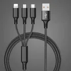 Charger Android Mobile Phone Nylon Multi Charger Light Micro Type C 3 In 1 USB Charging Cable