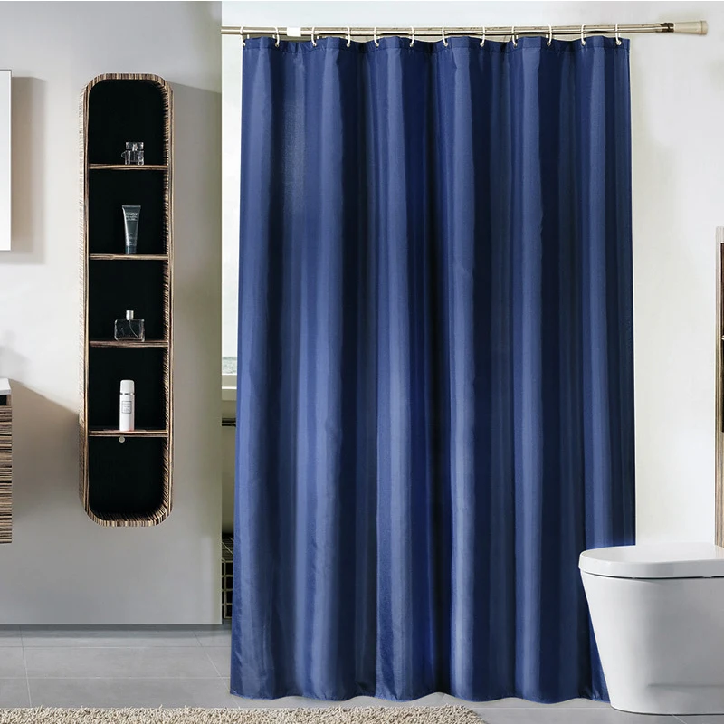 Waterproof Fabric Grey Shower Curtain Rings Hooks Set Bathroom Bath Mildewproof 