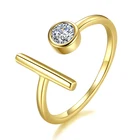 Sterling Ring 2021 Girls Gold Filled Elegant Bar T Zircon Adjustable Sterling Silver Minimalist 925 Ring