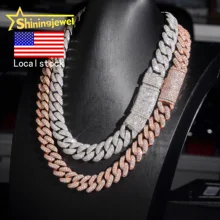 USA Local Stock Hip Hop Jewelry 15mm 925 Silver Moissanite Cuban Chain Hot Sale Diamond Cuban Link Chain GRA Certified