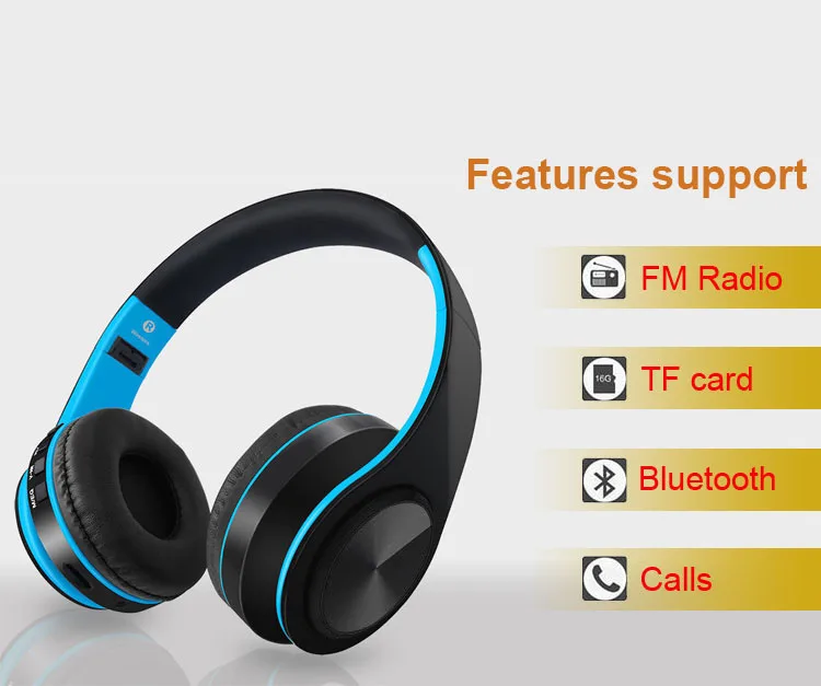 Wholesale Custom OEM Earphone Wireless Headset Foldable Wireless Blue Tooth Digital MP3 Headphone