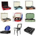 Player Stereo 4 Solid Legs Design Turntable USB Bluetooth Vinyl Records Player With 2.0 Stereo Speakers
