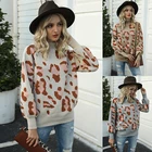 Plus Size S-m-l-xl 2021 Hot Sale Ladies O-neck Jumper Girls' Plus Size Leopard Knitting Sweaters Woman