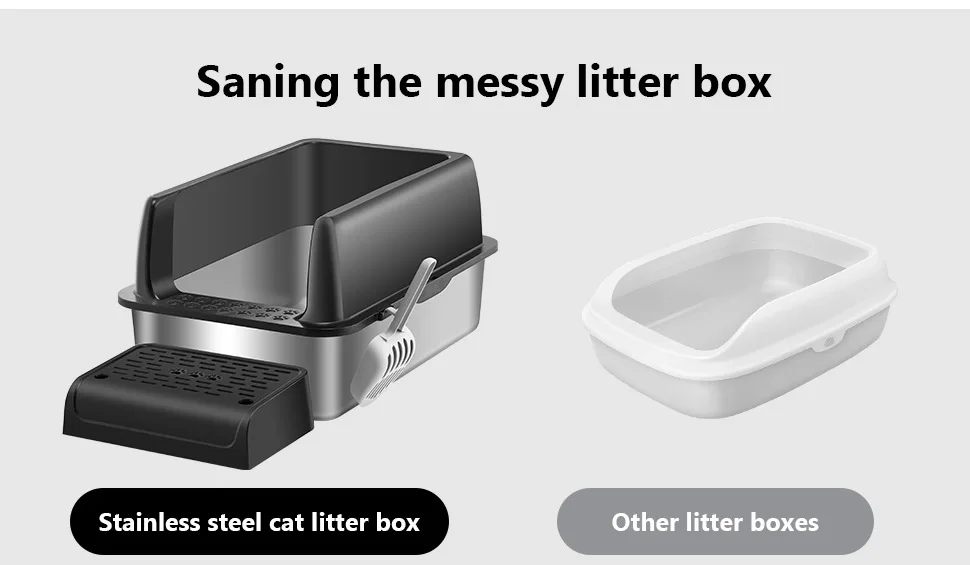 New Large Capacity Stainless Steel Enclosed Cat Litter Box with Metal Litter Pan Tray Easy Cleaning Pet Products supplier