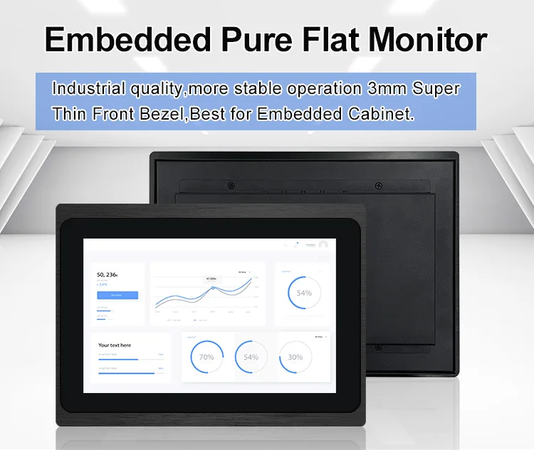 10.1 Inch 1280*800 HD VGA Non Touch Screen Metal Aluminum TFT Embedded Pure Flat OEM ODM Industrial LCD Monitor
