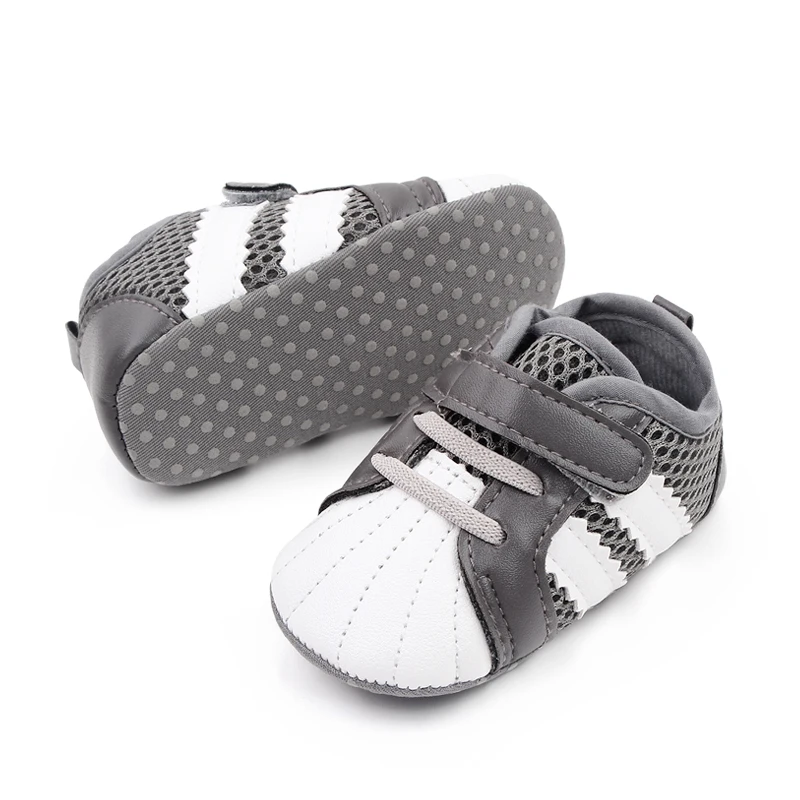 Shell Head Color Mesh Breathable Slashes Baby Soft Soled Toddler Shoes for Girls and Boys factory