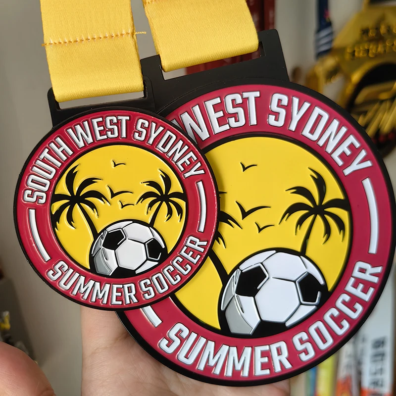 Custom Metal Crafts Make Your Own Zinc Alloy Medal Football Marathon Race Soccer Sport Medals With Ribbon factory