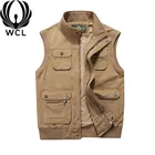 Waistcoat Fashion Autumn Polyester Hunting Jacket Big Pocket Pure Color Sleeveless Waistcoat Men's Vests
