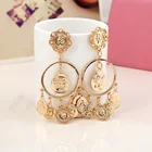 Gold Earrings Plated Women Piercing Brazilian Gold Earrings 14kt Gold Plated Palace Twisted Swirl Line Drop Earrings