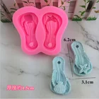 K6001 Sea Shell Starfish Slipper 3D Beach Shoes Tropical Flip Flop Silicone Molds For Cake Decoration