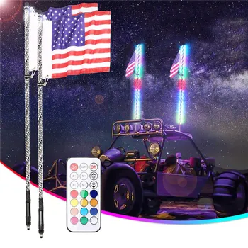 3/4/5FT LED Whip Light RGB Waterproof Bendable Remote Control Multi-color Super Bright Flag pole Lamp Light for SUV ATV UTV RZR