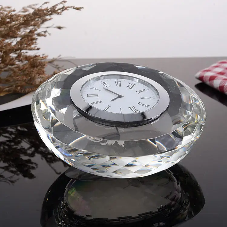 product shining creative k9 crystal souvenir crystal table clock for gifts-7