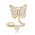 Ring High Quality Zircon Butterfly Diamond Nail Ring Noble Vivid Gold Crystal Ring Bling Romantic Engagement Ring Women
