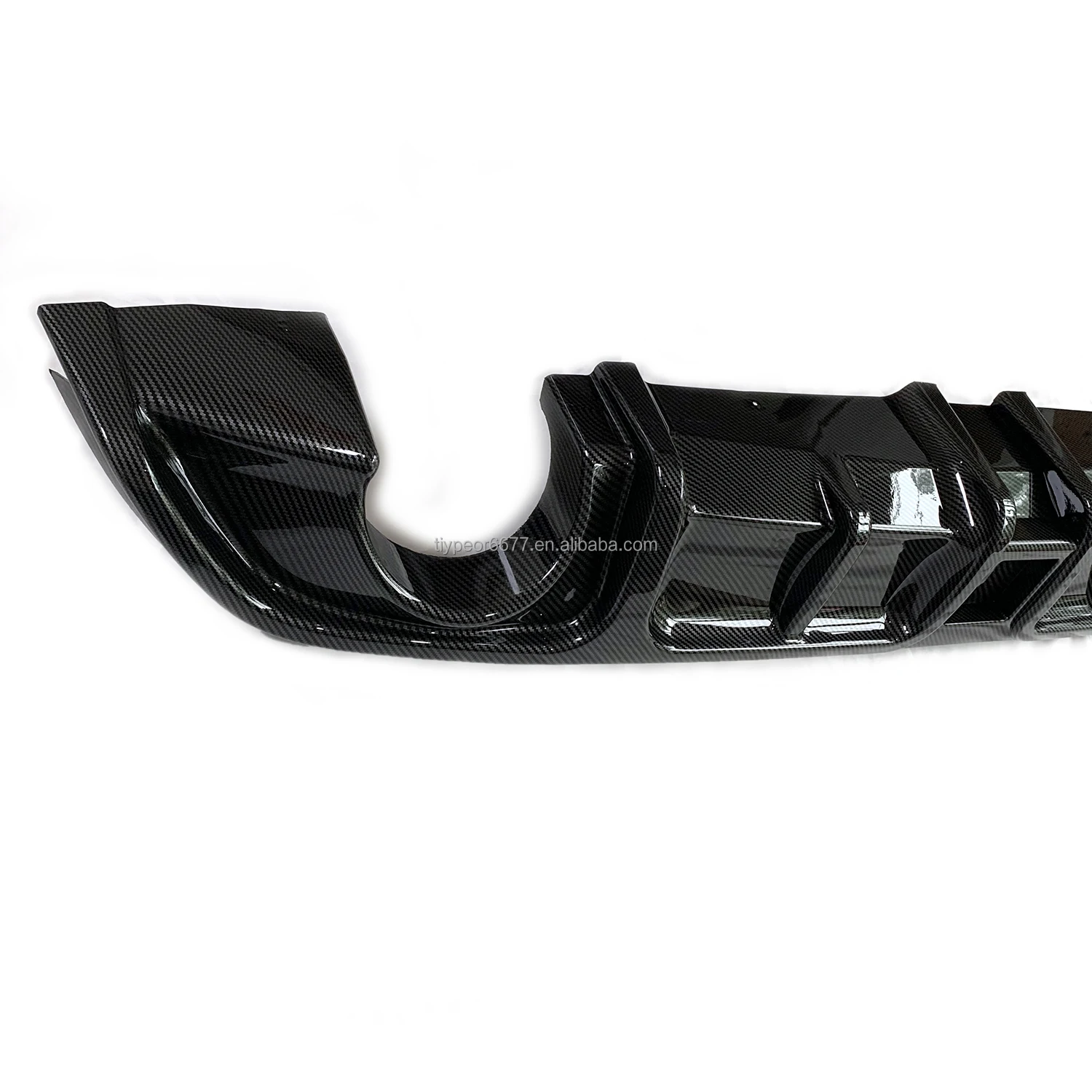 product tiypeor rear bumper diffuser spoiler for infiniti q60 2017 2022 gloss black rear bumper lip diffuser shark fins spoiler-8