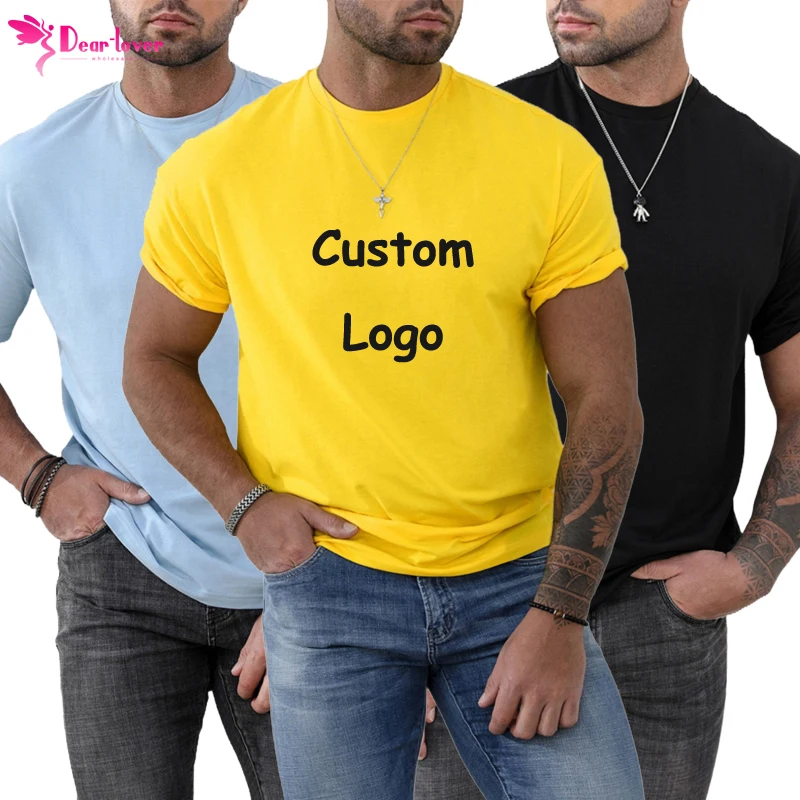 Dear-Lover OEM ODM Gym Shirt Custom Clothing Embroidery High Quality Vintage Plain Workout Graphic Tee Custom T Shirt For Men