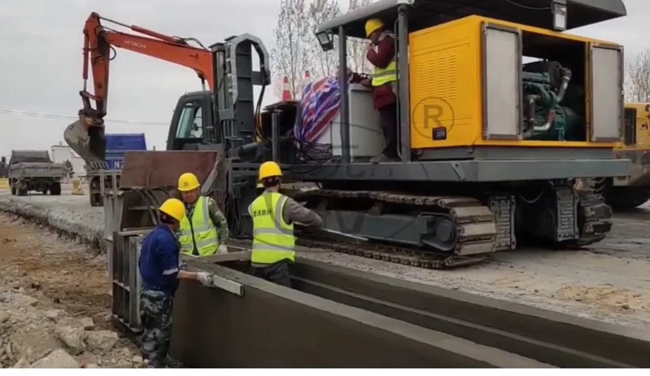 product landscape curbing concrete kerb making machine road drainage ditch slipform paver forming machinery-4