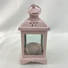 Lantern Iron Candlestick Glass Metal Outdoor Lantern Stainless Steel Lantern Pink