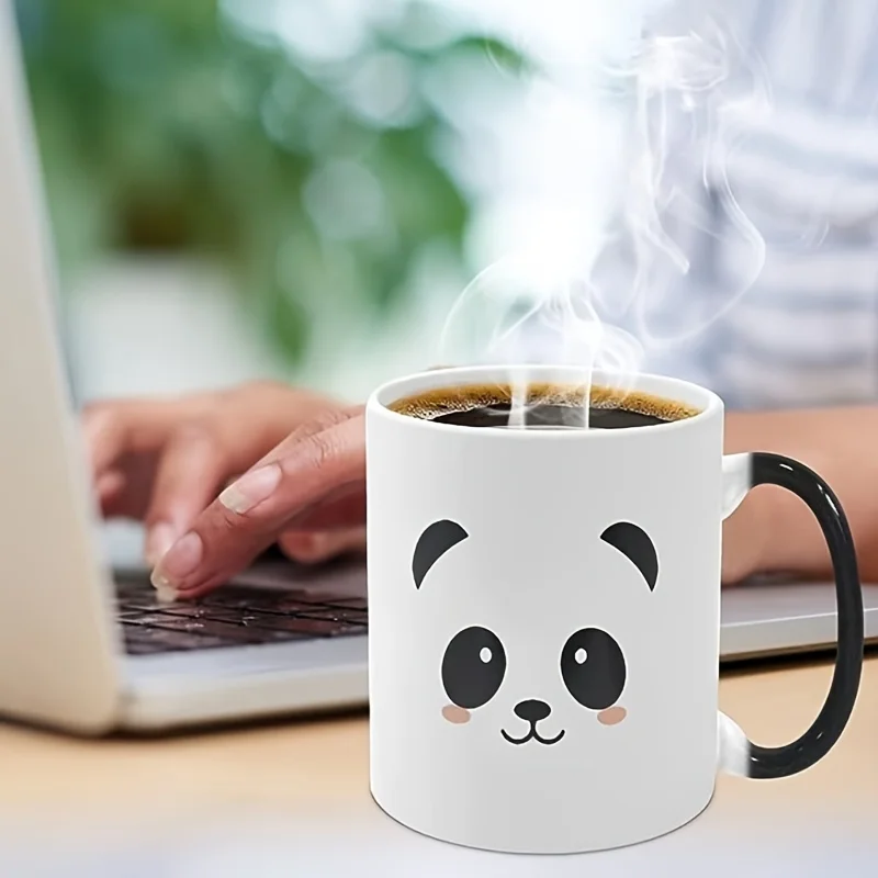 Heat Changing Mug Panda Color Changing Ceramic Coffee Mug Heat Sensitive Magic Cup For Mom