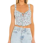 Ladies Ladies Blouse Women Casual Blouses Color And Floral Cami Corset Tops Sleeveless Sexy Draw String Crop Top