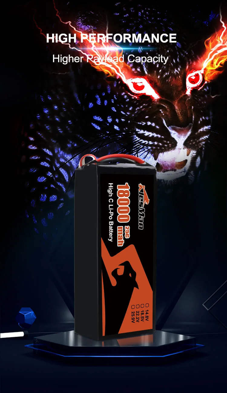 Original 22.2V FPV Drone Lipo Battery 6S 25C 100C 18000 mah High Capacity Cycle life 800Times 7