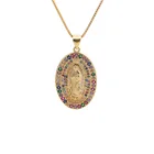 Oval Zircon Oval Virgin Mary Pendant Necklace Gold-plated And Zircon Religious Female Clavicle Chain