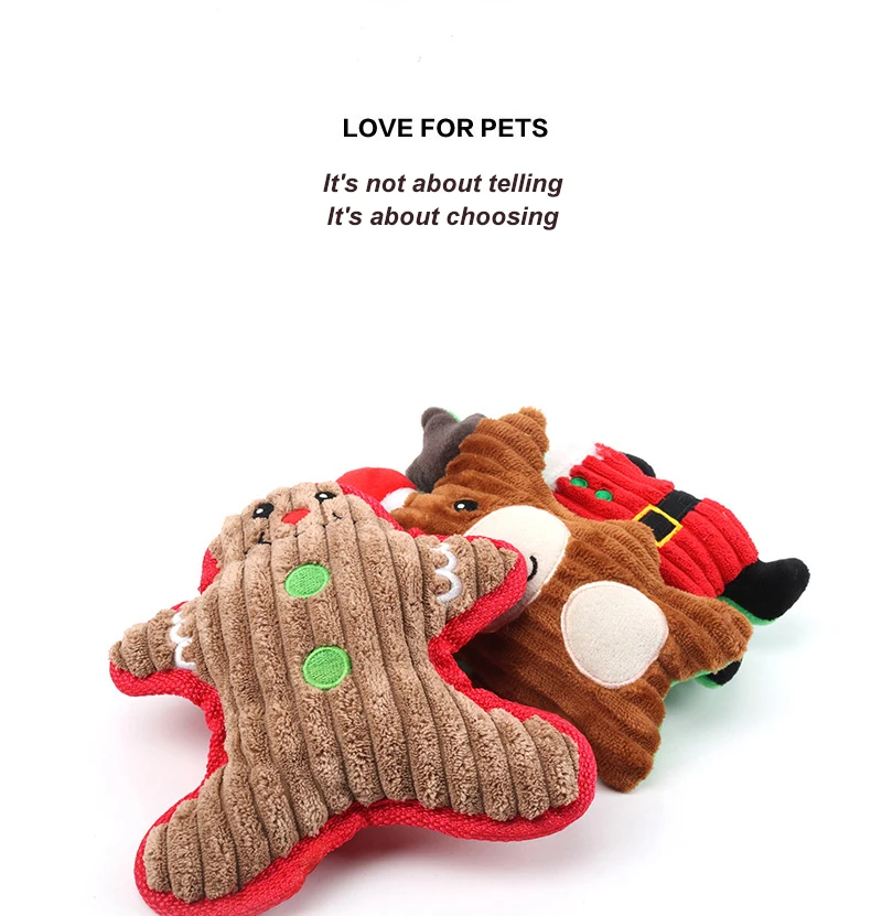 New Design Christmas Pet Toys Vocal Christmas Series Teeth Grinding Dog Squeak Toys Bite Cute Cartoon Interactive Dog Plush Toys factory