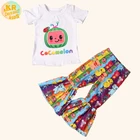 Baby Girl Wholesale Designer Fashion Baby Girl Summer Outfits Cartoon Melon Kid Clothing Set