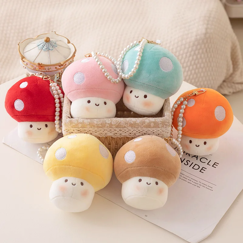 Wholesale small mushroom mini plush toy backpack pendant keychain custom plush stuffed toy