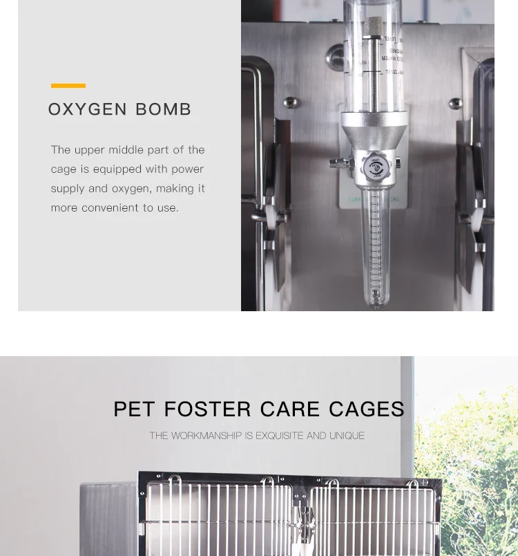 High Quality Thermostatic Stainless Steel Dog Pet Cages Houses Temperature Control & Oxygen Cabin