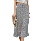 Skirt Cotton 2021 Summer Fashion Skirt Cotton Printed Floral Split Sexy Skirt