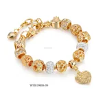 Rose Gold Persobalized Custom I LOVE YOU Heart Charm Rhinestone Bead Bracelet For Women
