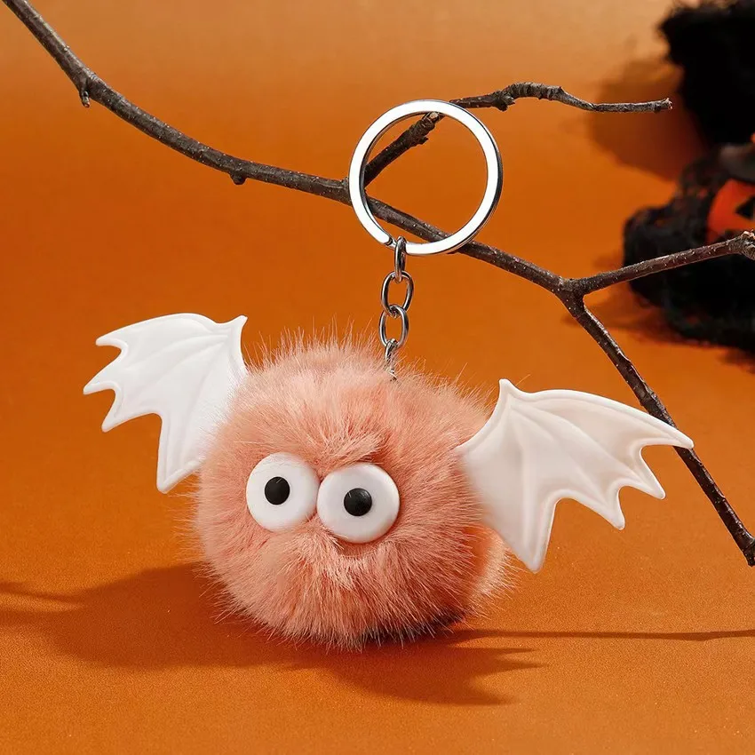 New Halloween imitation mink fur cute bat plush key chain fur ball bat coal ball doll pendant
