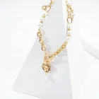 Gold Pendant Gold Dina Wholesale Summer Link Chain Pearls Gold Metallic Pendant Necklace