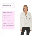 2022 Women Autumn Winter Fashion White Thick Oversized Sherpa Fleece Shirts Shacket Jacket For Women Custom