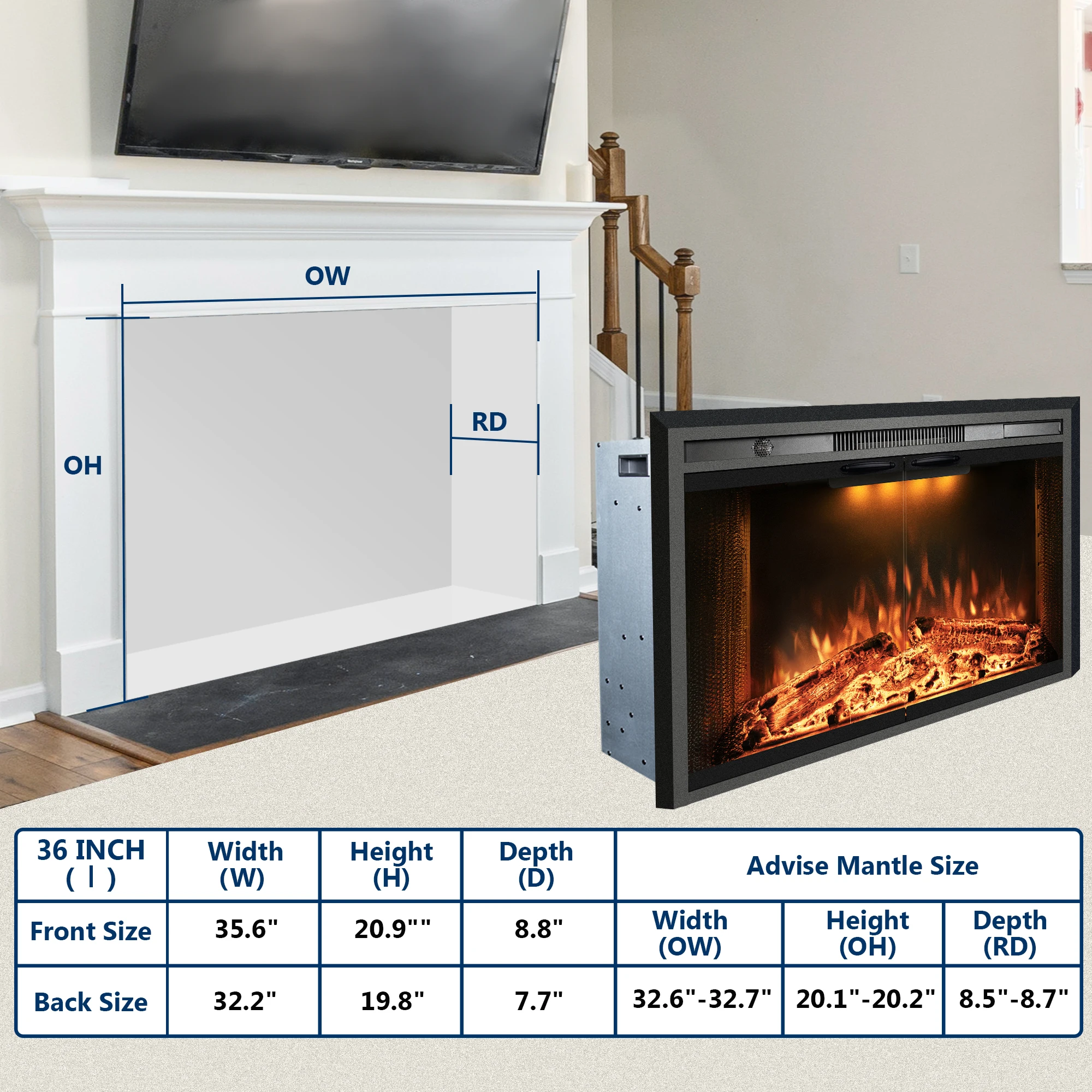 Electric Fireplace, 120V, 750W - detail 16