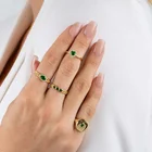 Sterling Silver Stone Silver Luxury CZ Emerald Jewelry 925 Sterling Silver 18k Gold Plated Heart Stone Ring