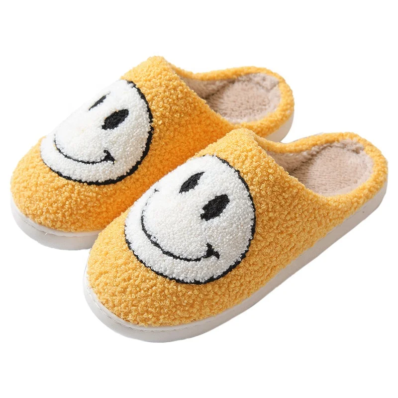 New Autumn And Winter Men And Women Couples Cotton Slippers Home Indoor  Cute Thick Bottom Cartoon Non-slip Smiley Face Slippers - Buy Cotton  Slippers Home Indoor Cartoon Non-slip Smiley Face Slippers Autumn