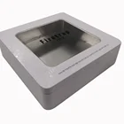 Tin Box Logo Embossed Tinoffset Printing China Factory Square Tin Box With Clear Window Lid And Logo Embossed