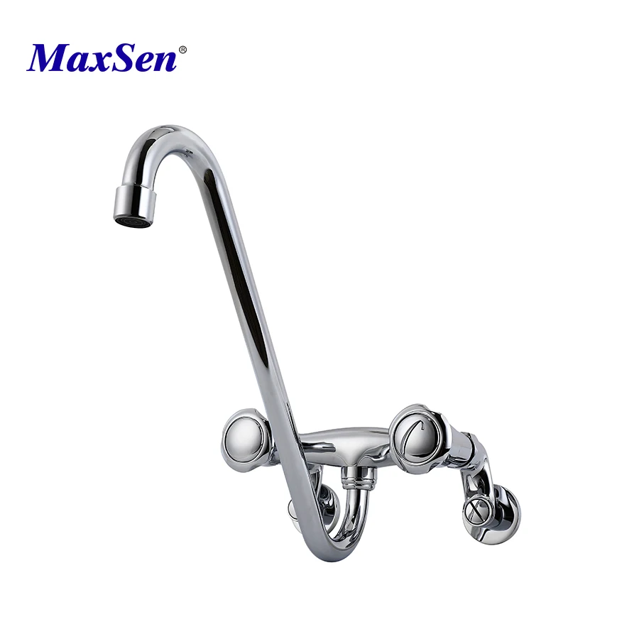 Kitchen Faucets Guangdong Factory Dual Holes in Wall Installation Wall-mounted Kitchen Faucet