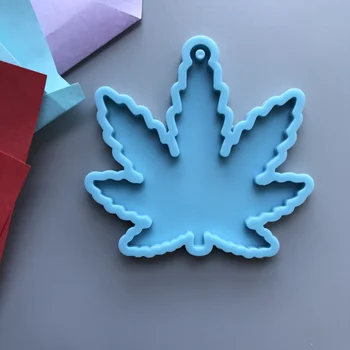 5100 Shiny weed leaf silicone keychain mold for resin craft