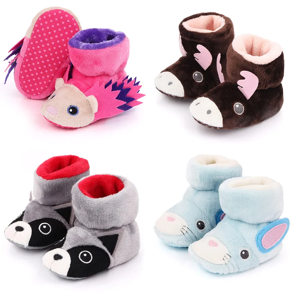 Soft Soled Baby Shoes for Autumn and Winter Cute Cartoon Furry Animals Warm Cotton Boots factory