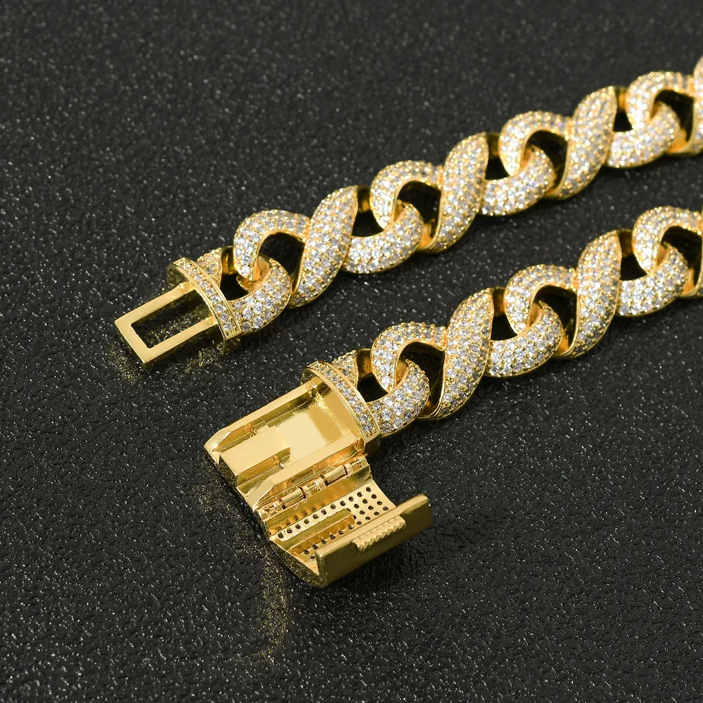 15mm 7" 8" copper brass gold silver iced out zircon cuban chain bracelet ,bling bling hip hop men women bracelet jewelry