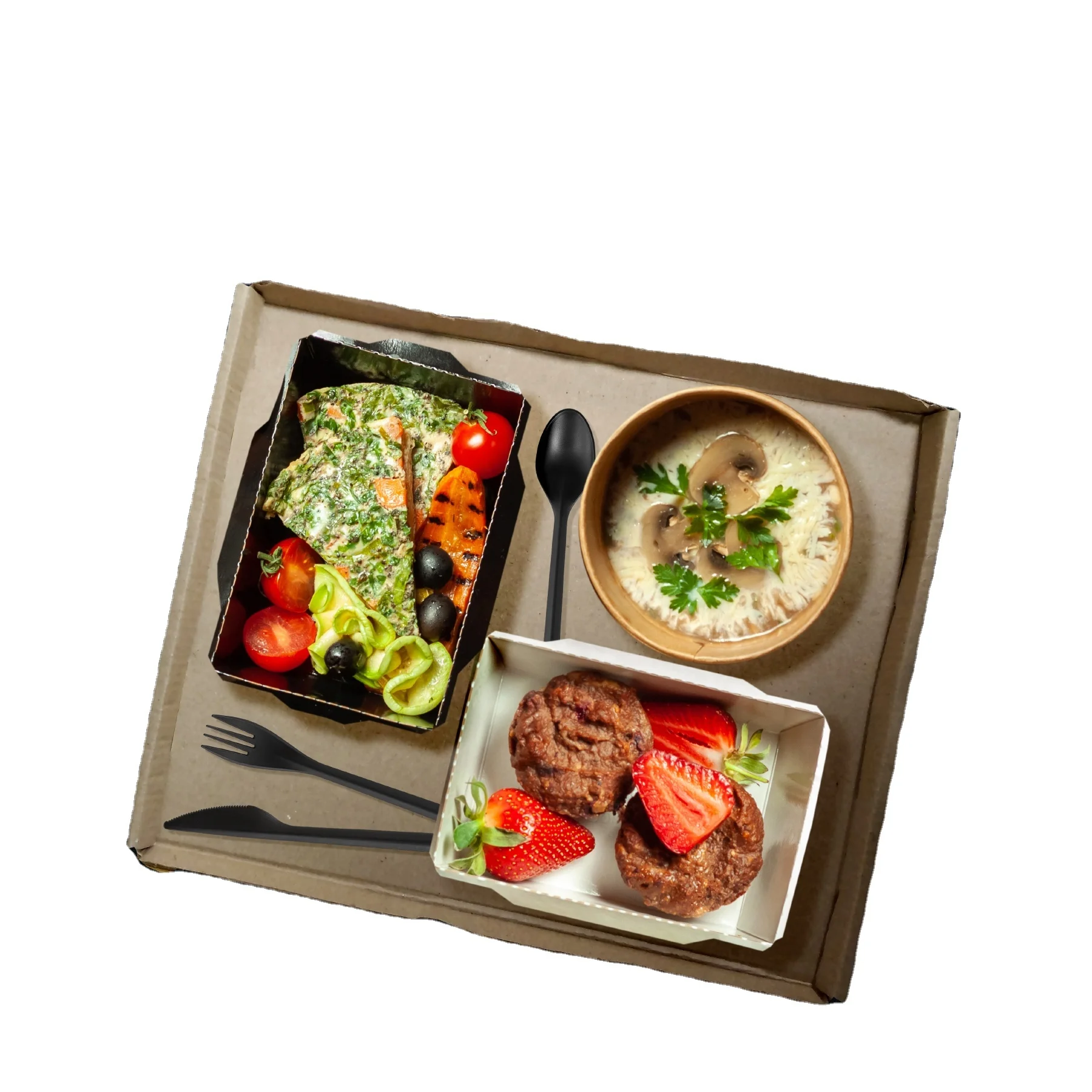 Cartonboard Takeaway Self Assembly Tray Kraft Paper Food Beverage Packaging Accept 100 Recyclable Box Buy Packaging Trays Disposable Tray Trays Wholesale Disposable Food Tray Paper Food Tray Fast Food Serving Tray