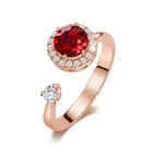 Rings Fashion Luxury Christmas Jewelry Gift Brass Rose Gold Plated Colorful Zirconia Adjustable Rings For Women
