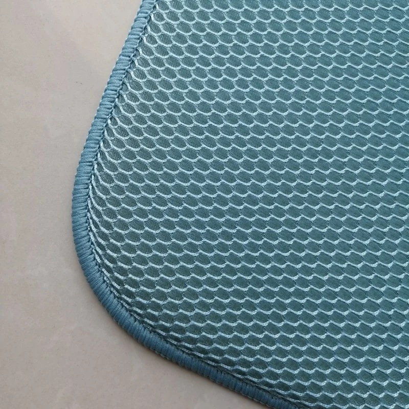 Kitchen countertop tableware drain dry material light blue printed drying pad mats 16x18 inch dish drying mat super absorbent