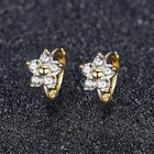 14k Gold Jewelry Earrings Earrings Gemnel Fashion 14k Gold Jewelry Cubic Zirconia Cartilage Small Flower Hoop Earrings