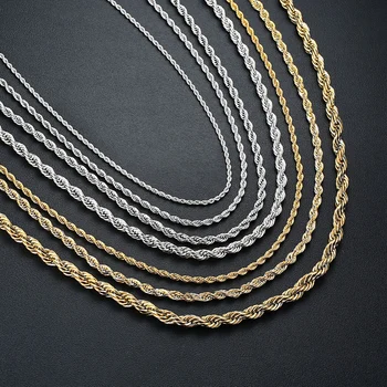 RINNTIN SC29 Real 925 Sterling Silver 1.2mm/1.5mm/1.7mm/2.3mm/3.3mm Rhodium/18K Gold Diamond-Cut Rope Chain Necklace