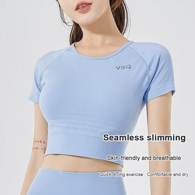 Premium Quality Quick-Drying Sports High Waist Seamless Slimming Yoga Sets Fitness Women Blue Yoga Two Piece Set