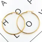 Fashion Gold Large Earrings Earrings Fashion Gold Plated Stainless Steel 50mm Large Punk Hoop Earrings