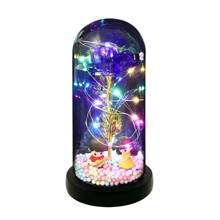 Rose Flower Gifts for Women Light Up Rose in Acrylic Dome Gifts for Mom Colorful Eternal Flower Forever Rose Gifts for Her Anniv